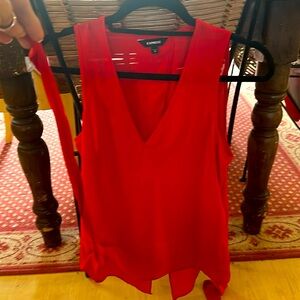 Red sleeveless polyester, shirt size extra small from express with ties